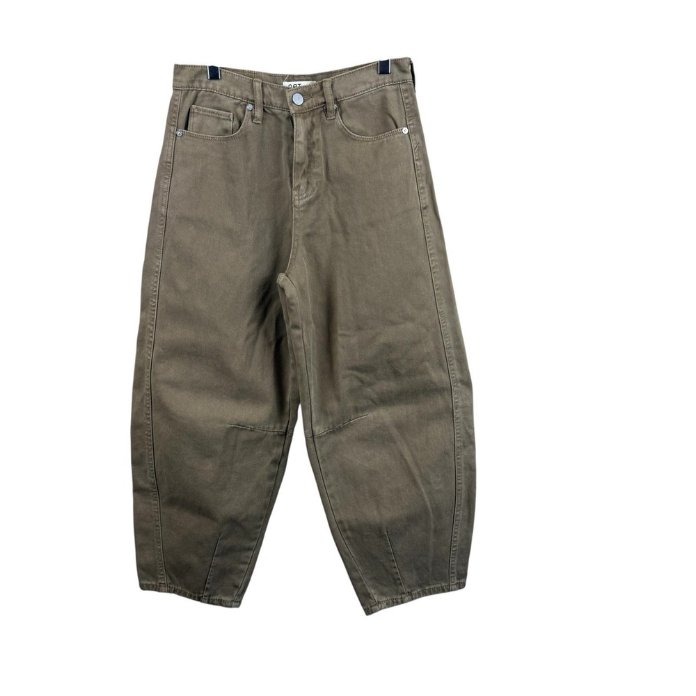 OAT New York Jeans Women's 4 / 27 Brown Barrel Wide Leg Cropped Twill Trousers
